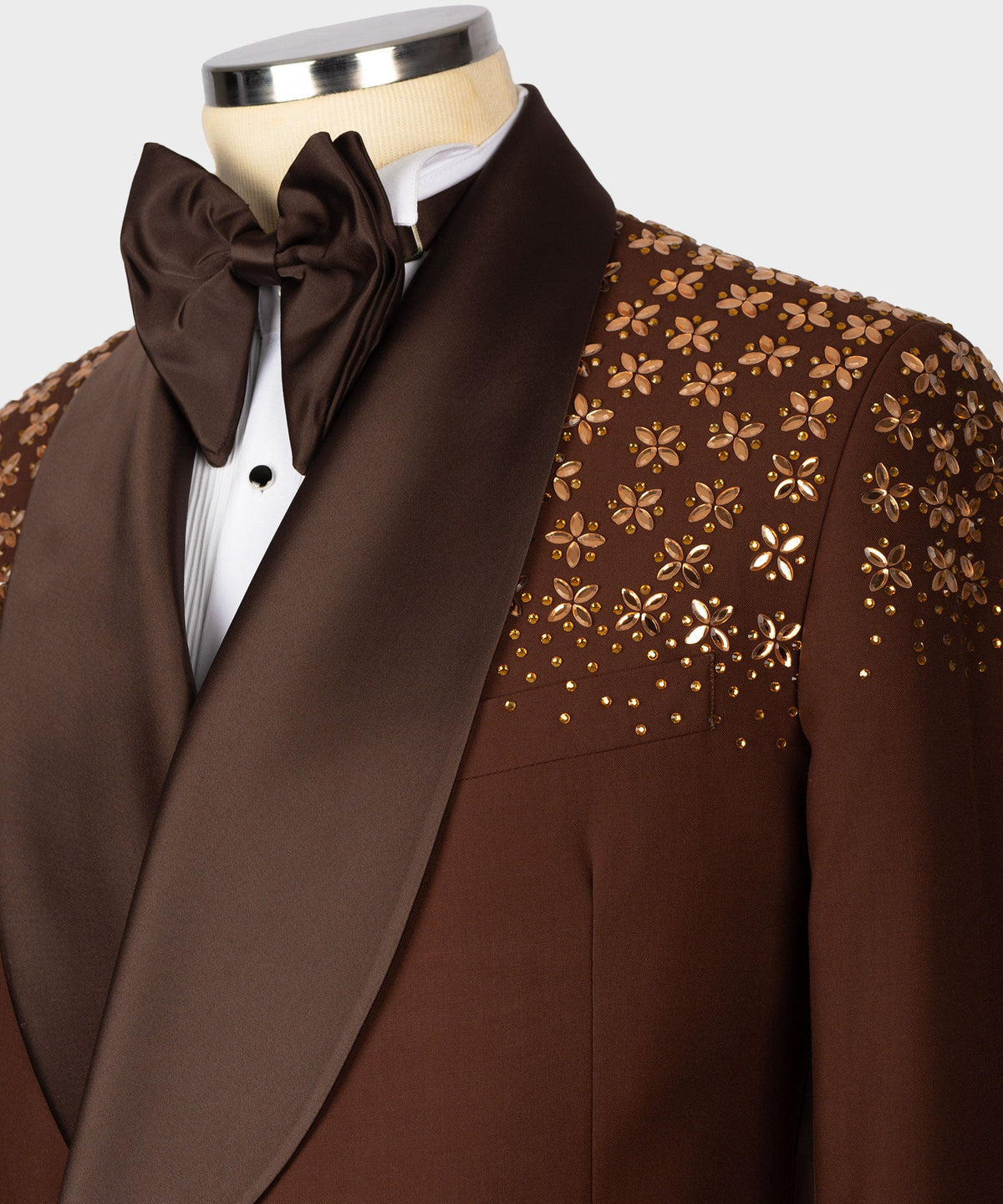 Valerio Milano Men's Special Brown Tuxedo With Stone Custom Desing Vest Suit