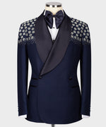 Valerio Milano Men's Special Blue 100% Silk Satin Front One Button Vest Suit W/ Pant