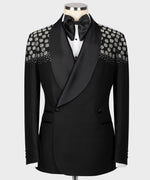 Valerio Milano Men's Black 100% Silk Satin Custom Desing Vest Suit W/ Pant