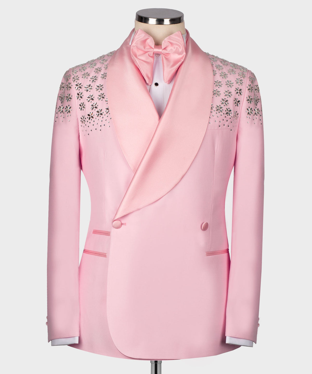 Valerio Milano Men's Pink Front One Button Custom Desing Classic Vest suit W/ Pant