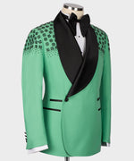 Valerio MilanoMen's Light Green 100% Silk Satin Custom Desing Classic Vest suit W/ Pant