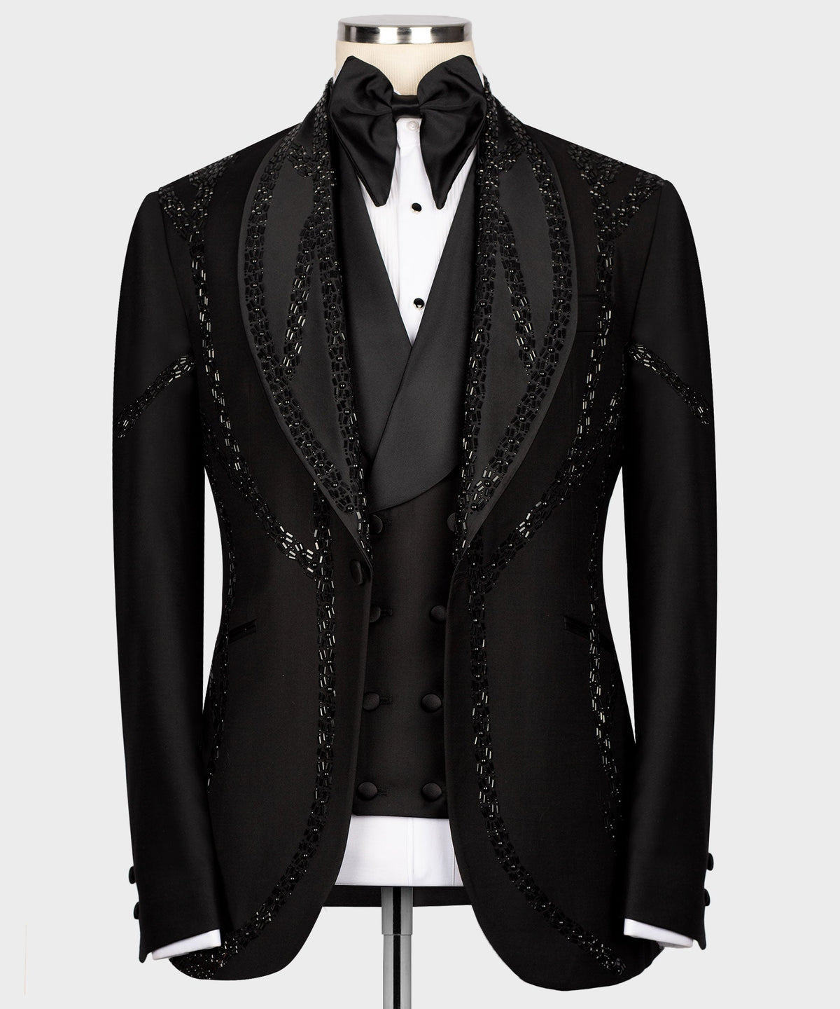 Valerio Milano Men's Black Front One Button Classic Custom Desing Vest Suit W/ Pant