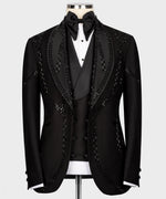 Valerio Milano Men's Black Front One Button Classic Custom Desing Vest Suit W/ Pant