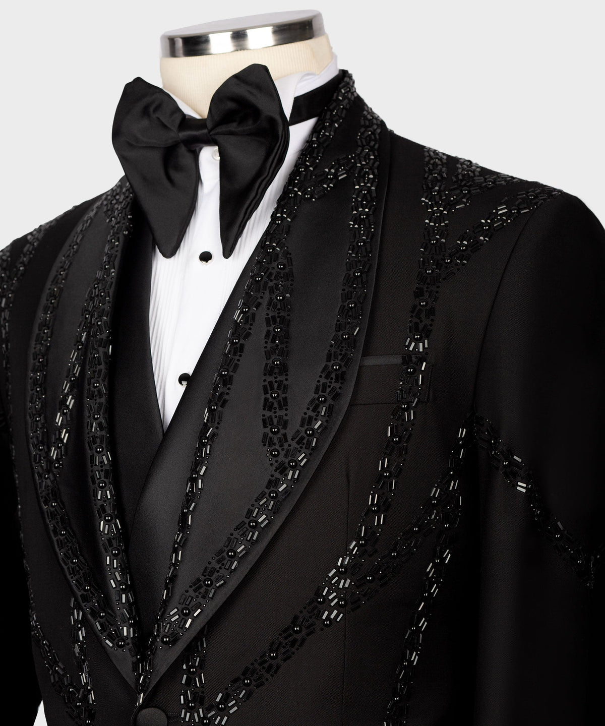 Valerio Milano Men's Black Front One Button Classic Custom Desing Vest Suit W/ Pant