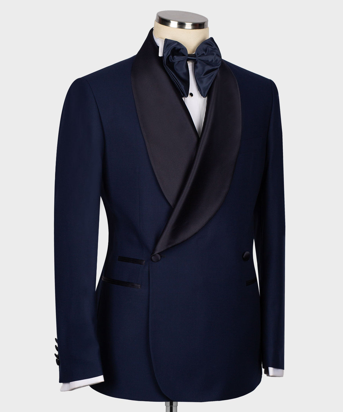 Valerio Milano Men's Blue Collar Patterned Tuxedo Double Breasted