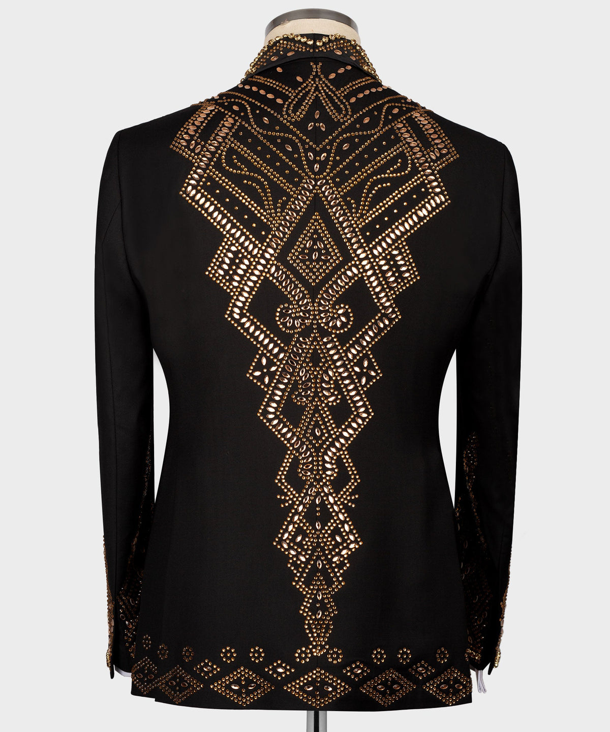 Valerio Milano Men's Black-Gold Stone Embroidered Custom Desing Tuxedo Vest Suit