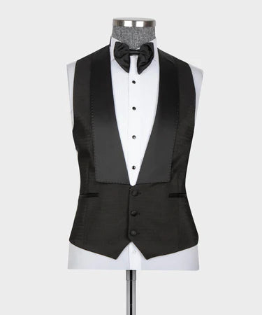 Valerio Milano 3-Piece Italian Men's Suit Black Tuxedo Suit