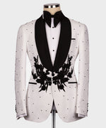 Valerio Milano Men's White Front Two Pockets Custom Desing Vest Suit W/ Pant