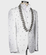 Valerio MilanoMen's Gray Pearl Embroidered Collar White Tuxedo Custom Desing Vest Suit