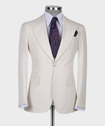 Valerio Milano 3-Piece Italian Men's Suit- Off White 100% Wool Classic Suit W/ Straight Leg Trousers