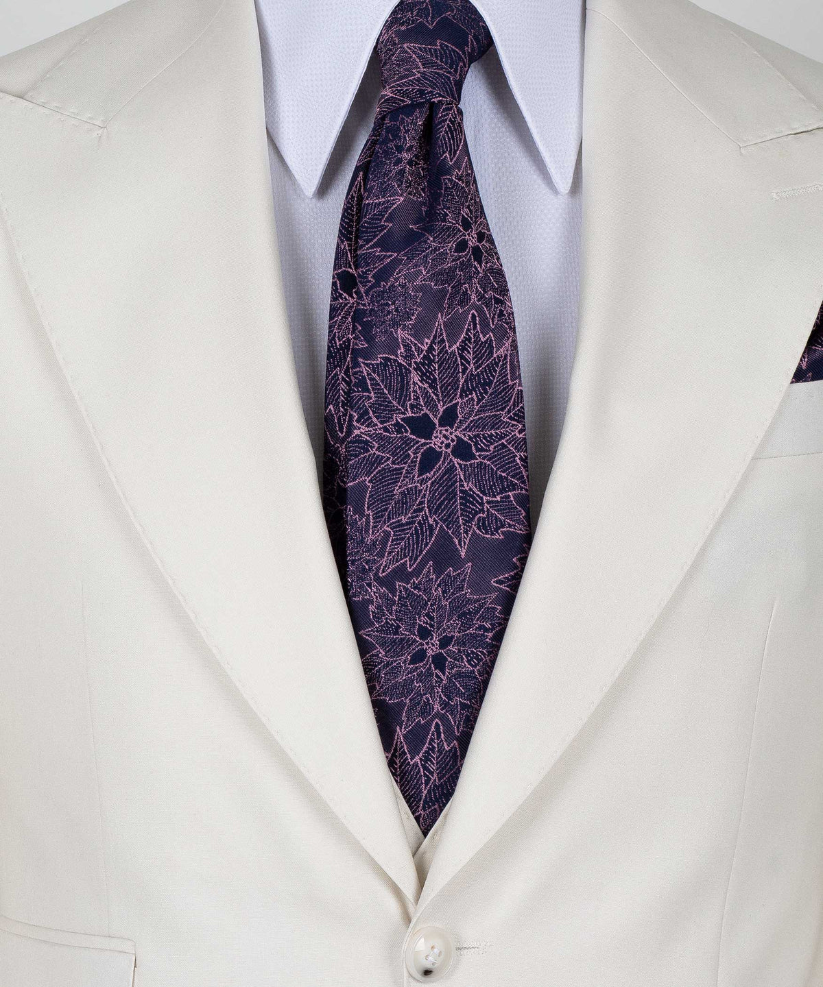 Valerio Milano 3-Piece Italian Men's Suit Off White 100% Wool Pointed Collar Vest Suit Straight Leg Trousers