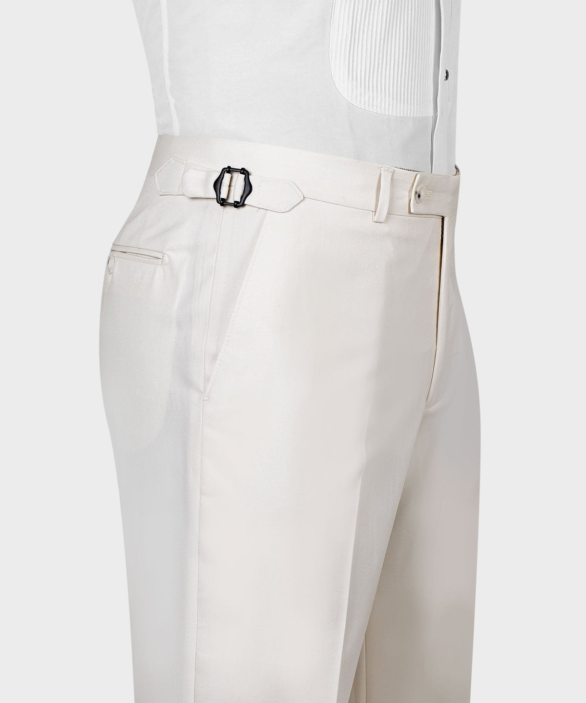 Valerio Milano 3-Piece Italian Men's Suit- Off White 100% Wool Classic Suit W/ Straight Leg Trousers