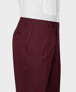 Valerio Milano 3-Piece Italian Men's Suit Burgundy 100% Wool Dot Stitching Classic Vest Suit W/ Straight Leg Trousers