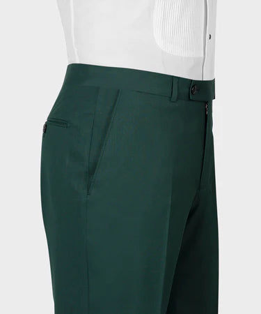 Valerio Milano 3-Piece Italian Men's Suit Green 100% Wool Triple Classic Vest Suit Straight Leg Trousers