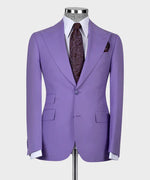 Valerio Milano 3-Piece Italian Men's Suit Lilac 100% Wool Classic Vest Pointed Collar Suit Straight Leg Trousers