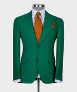 Valerio Milano 3-Piece Italian Men's Suit Green 100% Wool Triple Classic Vest Suit W/ Straight Leg Trousers