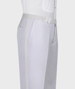 Valerion Milano Men's White Front One Button Oriental Pattern Tuxedo Custom Desing Vest Suit