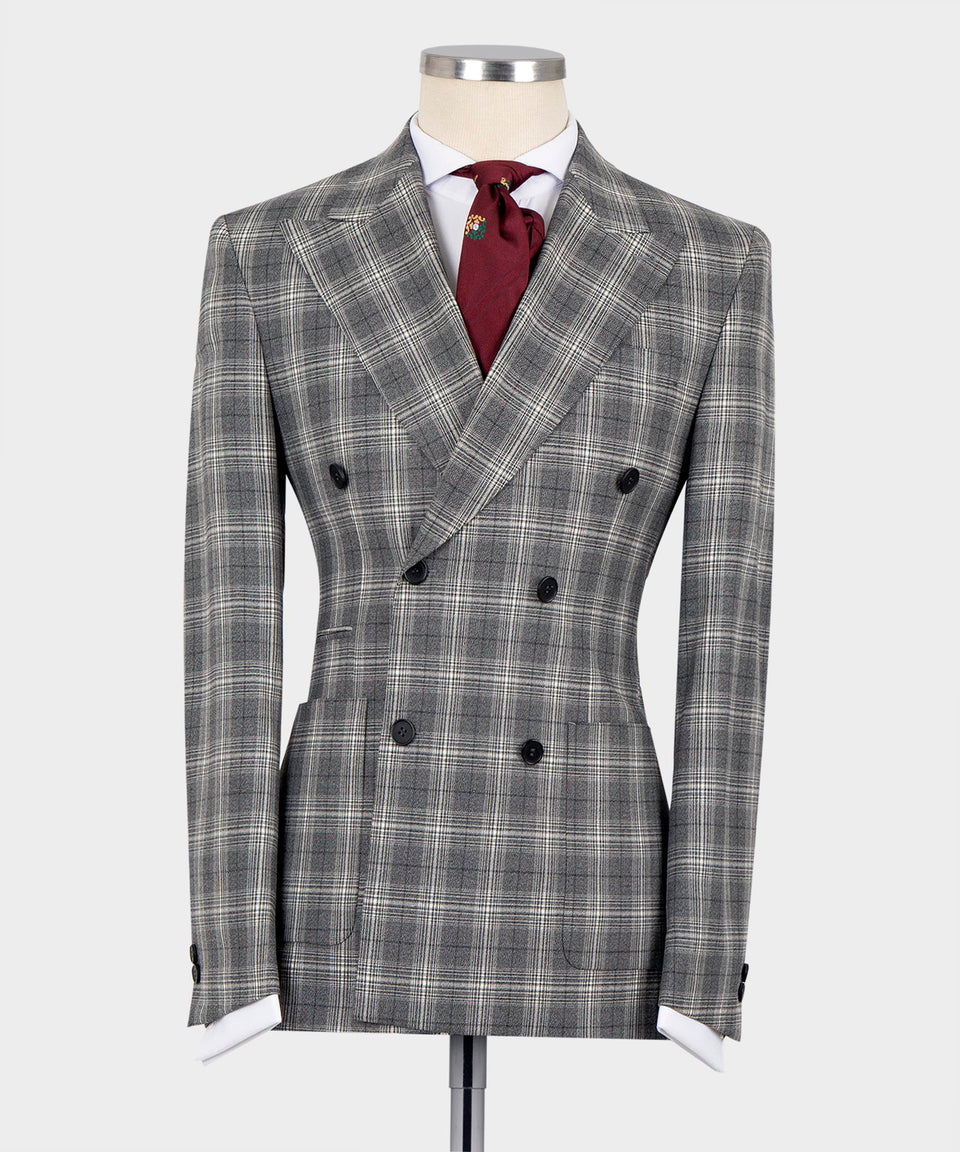 Plaid Double Breasted Gray