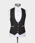 Valerio Milano 3-Piece Italian Men's Suit White Satin Collar Black Tuxedo Suit