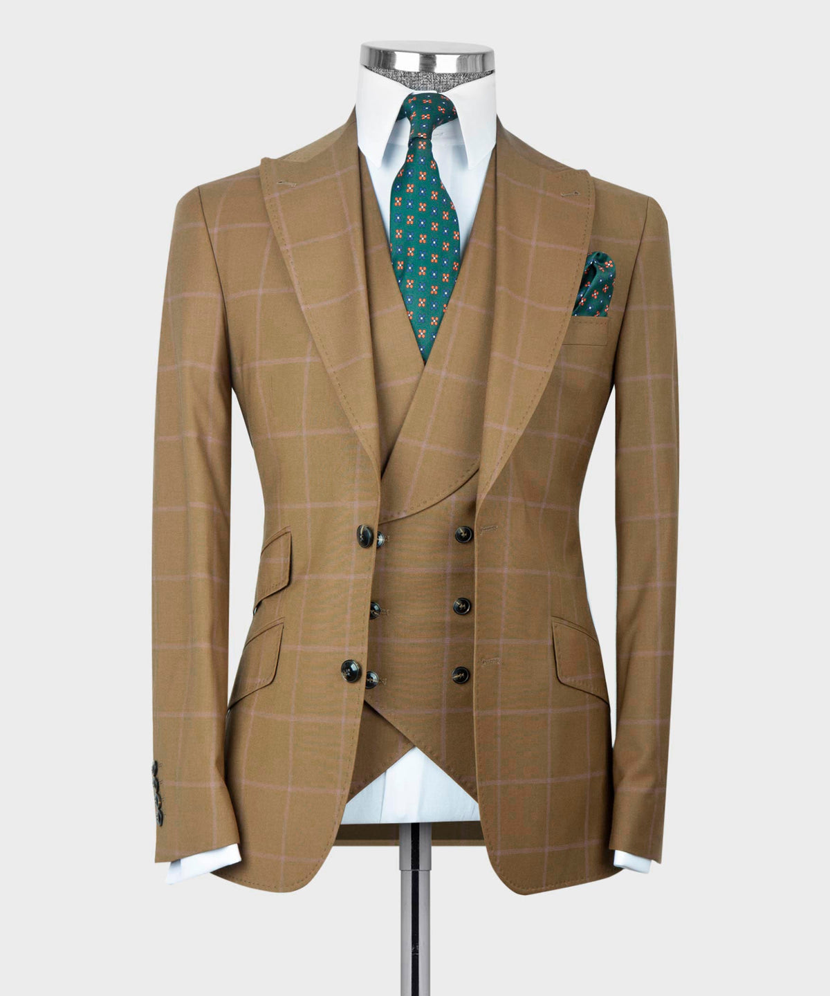 Valerio Milano 3-Piece ItalianMen's suit 100% Wool Point Seam Front 2 Button Classic Suit W/ Straight Leg Trousers