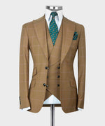 Valerio Milano 3-Piece ItalianMen's suit 100% Wool Point Seam Front 2 Button Classic Suit W/ Straight Leg Trousers