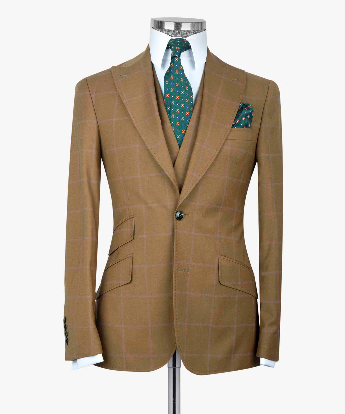 Valerio Milano 3-Piece ItalianMen's suit 100% Wool Point Seam Front 2 Button Classic Suit W/ Straight Leg Trousers