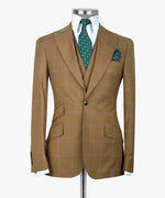 Valerio Milano 3-Piece ItalianMen's suit 100% Wool Point Seam Front 2 Button Classic Suit W/ Straight Leg Trousers