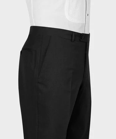 Valerio Milano 3-Piece Italian Men's Suit Black 100% Wool Classic Vest Suit W/ Straight Leg Trousers