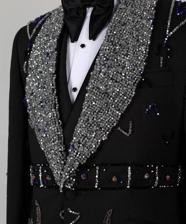 Valerio Milano Men's Black Speci̇al Tuxedo Custom Desing Classic Vest Suit W/ Pant