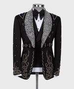 Valerio Milano Men's Black Speci̇al Tuxedo Custom Desing Classic Vest Suit W/ Pant