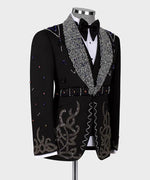 Valerio Milano Men's Black Speci̇al Tuxedo Custom Desing Classic Vest Suit W/ Pant