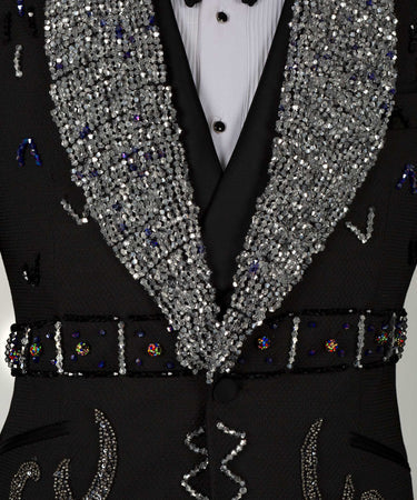 Valerio Milano Men's Black Speci̇al Tuxedo Custom Desing Classic Vest Suit W/ Pant