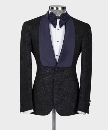 Valerio MilanoNavy Blue Embossed Fabric Silk