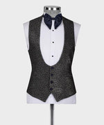 Valerio Milano Gray Navy Embossed Fabric