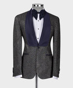 Valerio Milano Gray Navy Embossed Fabric