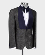 Valerio Milano Gray Navy Embossed Fabric
