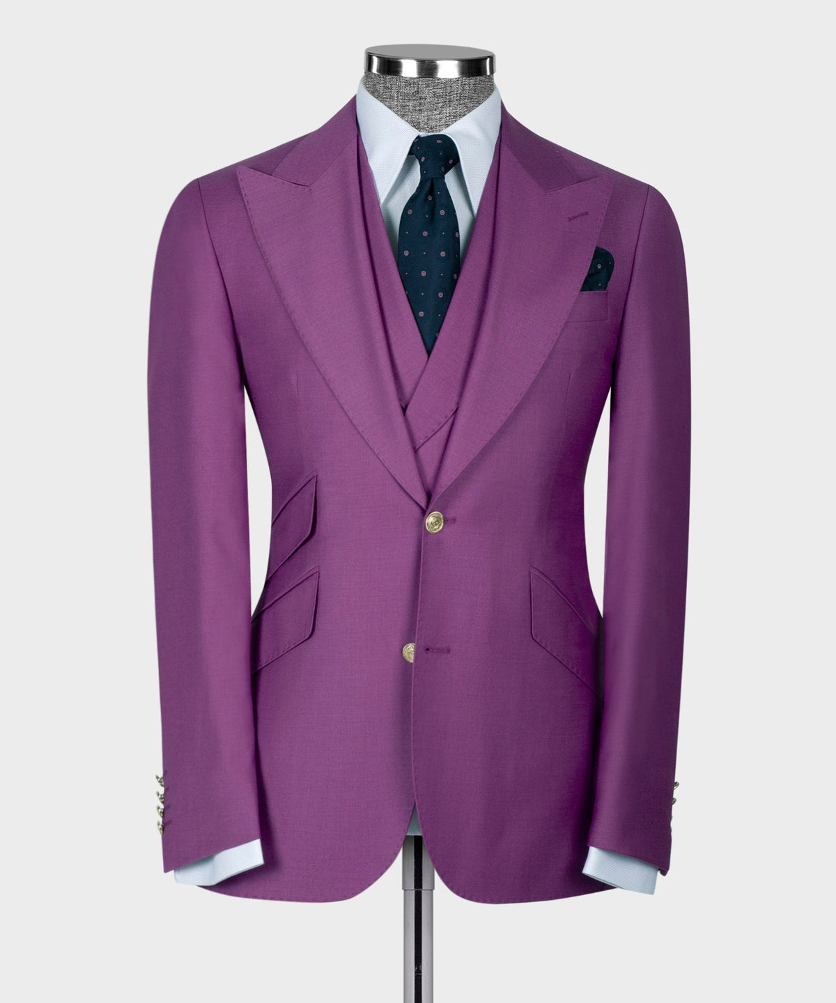 Valerio Milano 3-Piece Italian Men's Suit Fuchia 100% Wool Business Classic Vest Suit Straight Leg Trousers