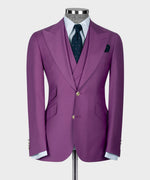 Valerio Milano 3-Piece Italian Men's Suit Fuchia 100% Wool Business Classic Vest Suit Straight Leg Trousers