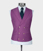 Valerio Milano 3-Piece Italian Men's Suit Fuchia 100% Wool Business Classic Vest Suit Straight Leg Trousers