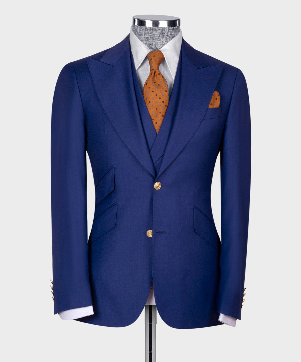 Valerio Milano 3-Piece Italian Men's SuitDark Blue 100% Wool Classic Vest Suit W/ Straight leg Trousers