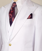 Valerio Milano 3- Piece Italian Men's Suit- White 100% Wool Business Classic Suit W/ Straight Leg Trousers