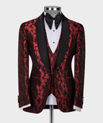 Valerio MilanoBlack Double Lapeled Red Tuxedo Suit