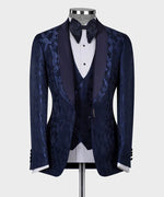 Valerio Milano 3-Piece Italian Men's Suit Double Lapeled Navy Tuxedo Suit