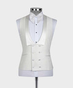 Valerio Milano 3-Piece Italian Men's Tuxedos Suit White Embossed Fabric