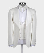 Valerio Milano 3-Piece Italian Men's Tuxedos Suit White Embossed Fabric