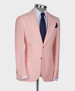 Valerio Milano 3- Piece Italian Men's Suit- Pink 100% Wool Vest Classic Suit W/ Straight Leg Trousers