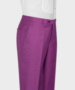 Valerio Milano 3- Piece Italian Men's Suit- Purple 100% Wool Dot Stitching Vest Classic Suit Straight Leg Trousers