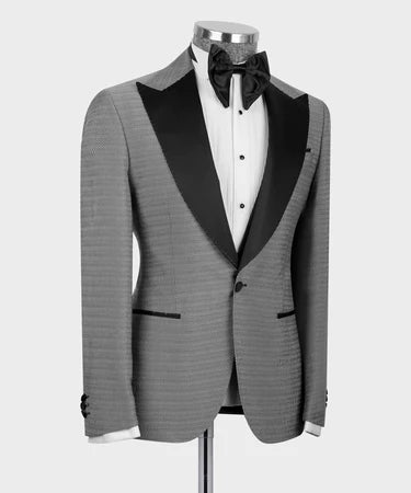 Valerio Milano Black Satin Collar Gray Tuxedo