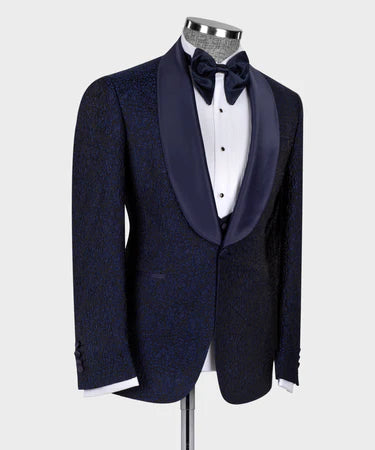 Valerio Milano Blue Satin Collar Blue Tuxedo Suit