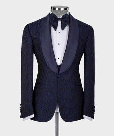 Valerio Milano Blue Satin Collar Blue Tuxedo Suit